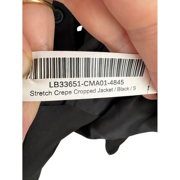 Quince Black Stretch Crepe Cropped Jacket Blazer Women's Size S - Picture 6 of 8